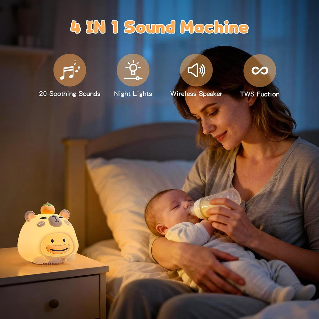 Baby Sound Machine, 20 Soothing Sounds White Nosie for Sleeping, Rechargeable Night Light with Speaker, 3 Brightness Levels Remote and…