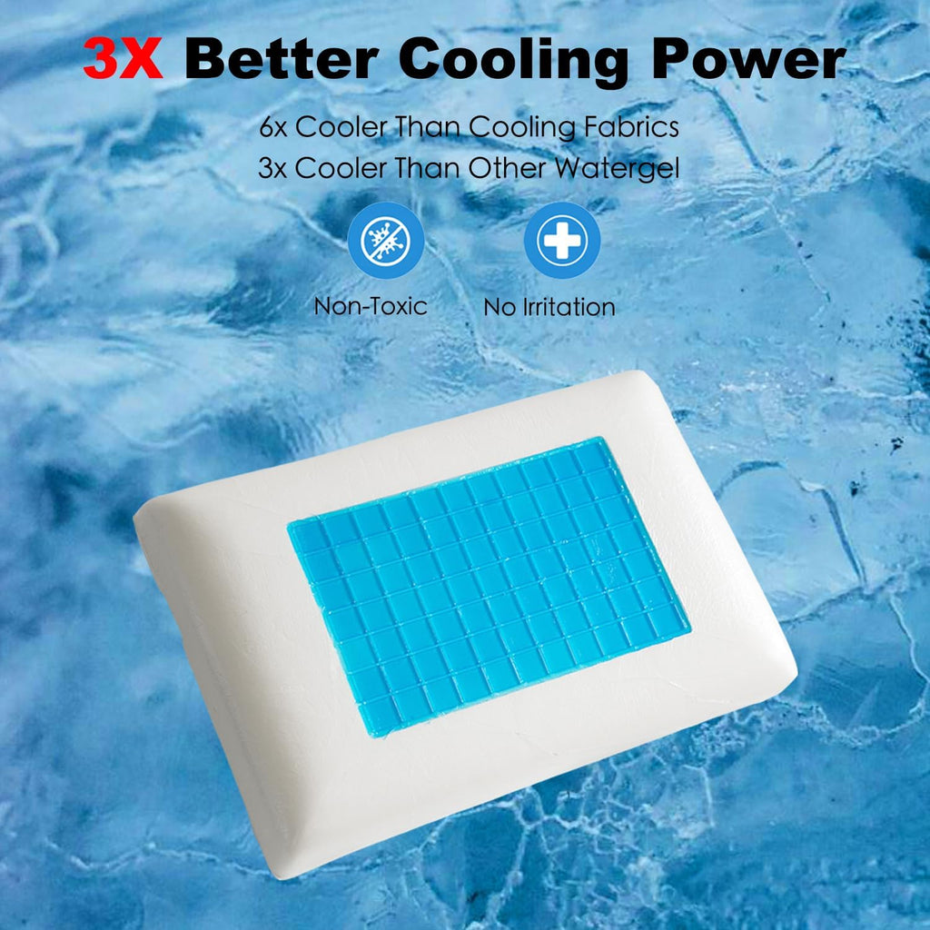 MacinsoHome macinso Gel Cooling Pillows for Sleeping, Cooling Memory Pillows for Side Back Stomach Hot Sleepers, Gel Layer Provides Coolnes…