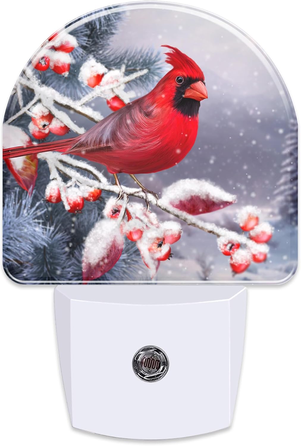 Winter Red Cardinal Bird Night Light for Kids, Christmas Pine Tree Snow Cardinal Night Light Plug in with Dusk to Dawn Sensor,0.5w Energy…
