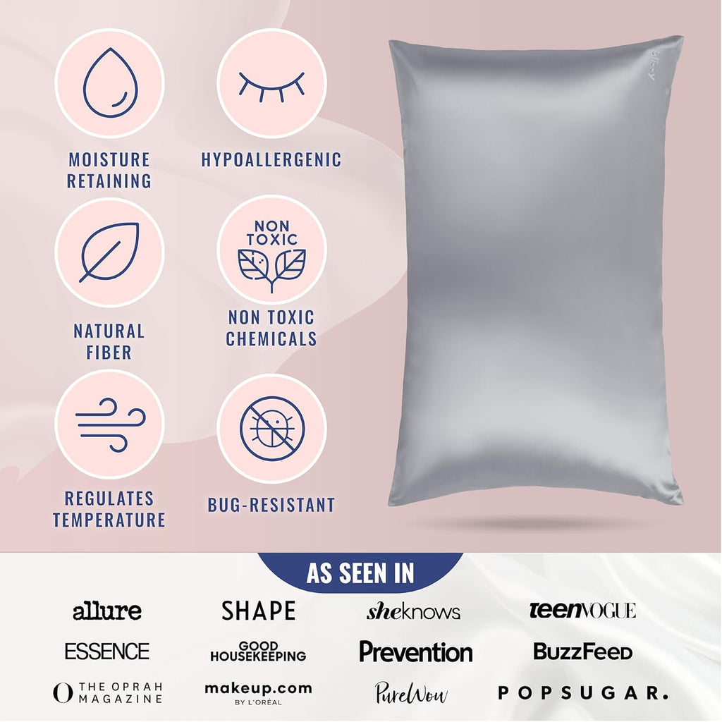 Blissy Silk Pillowcase - 100% Pure Mulberry Silk - 22 Momme 6A High-Grade Fibers - Silk Pillow Cover for Hair & Skin - Regular, Queen &…