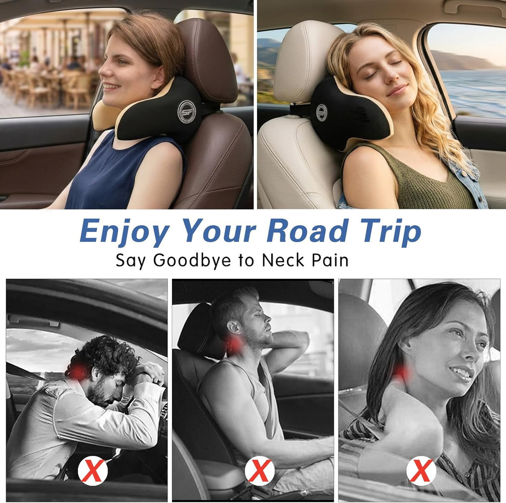 Really Helpful Car Headrest Pillow, Car Neck Pillow for Sleeping with Adjustable Strap, 100% Memory Foam & Breathable Removable Cover…