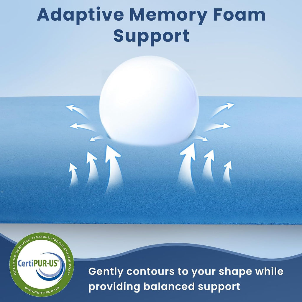 2.85" Ultra Thin Memory Foam Pillow with Cool-to-Touch Cover, Low Profile Flat Bed Pillow for Back & Stomach Sleepers, Standard Size