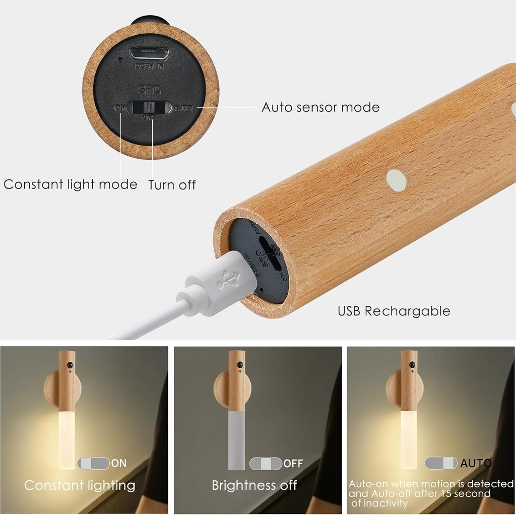 Montford Wall Sconces Set of Two Battery Operated, Motion Sensor Night Light Magnetic Wall Light Rechargeable Wall Sconce, Peel and Stick…