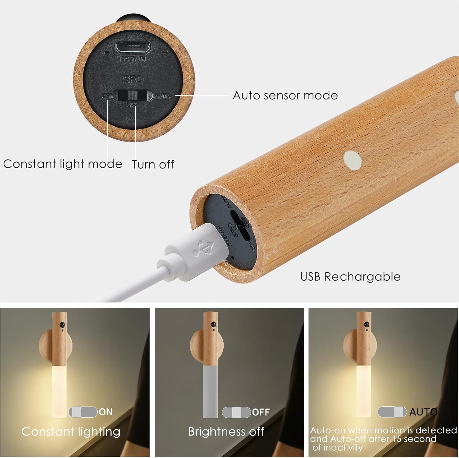 Montford Wall Sconces Set of Two Battery Operated, Motion Sensor Night Light Magnetic Wall Light Rechargeable Wall Sconce, Peel and Stick…
