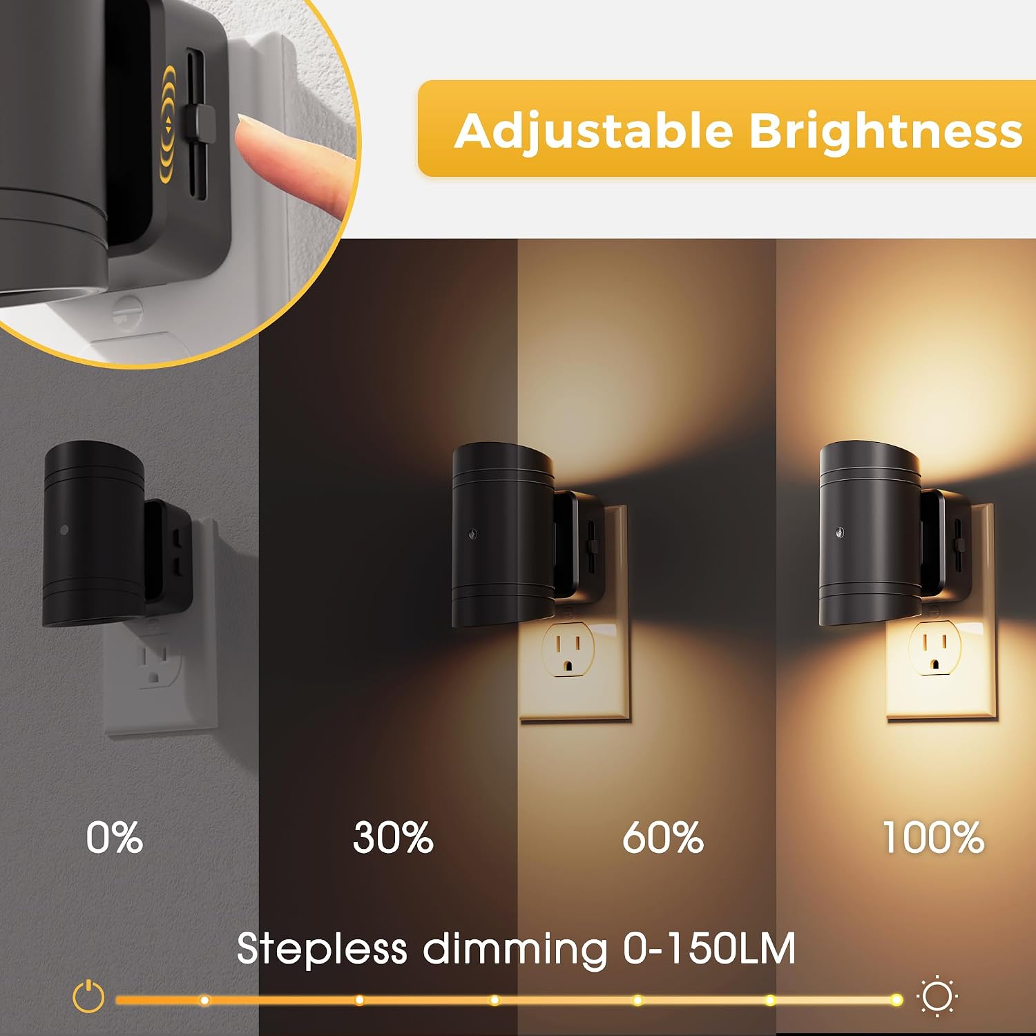 L LOHAS LED Night Light, Dimmable Night Lights Plug into Wall,2 Pack Nightlight for Kids,180° Rotatable, 3000K 0-150LM Dimmable Night…