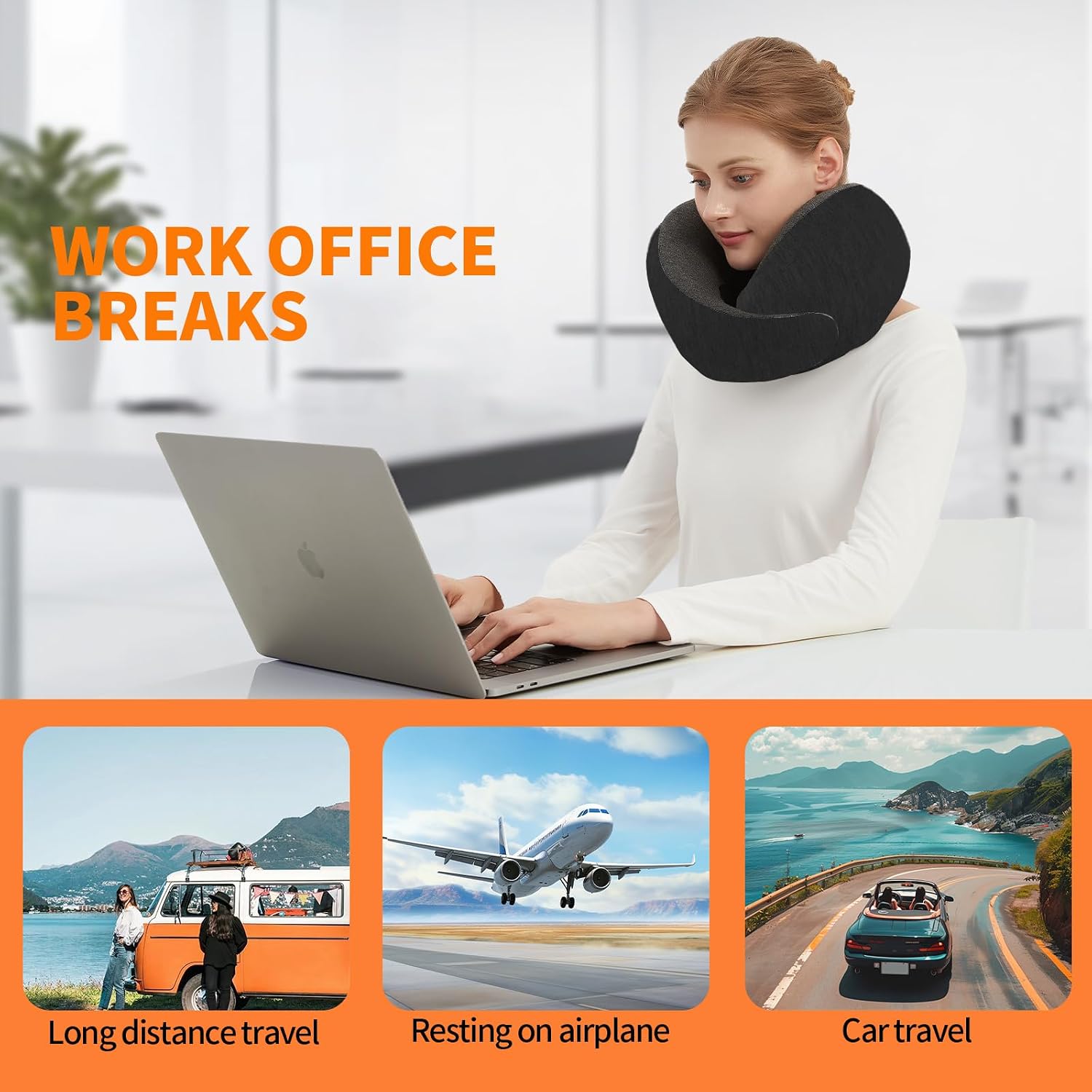 Travel Neck Pillow for Airplane – Memory Foam 360° Support Compact Design Ergonomic Flight Pillow for Sleeping & Neck Support Portable…