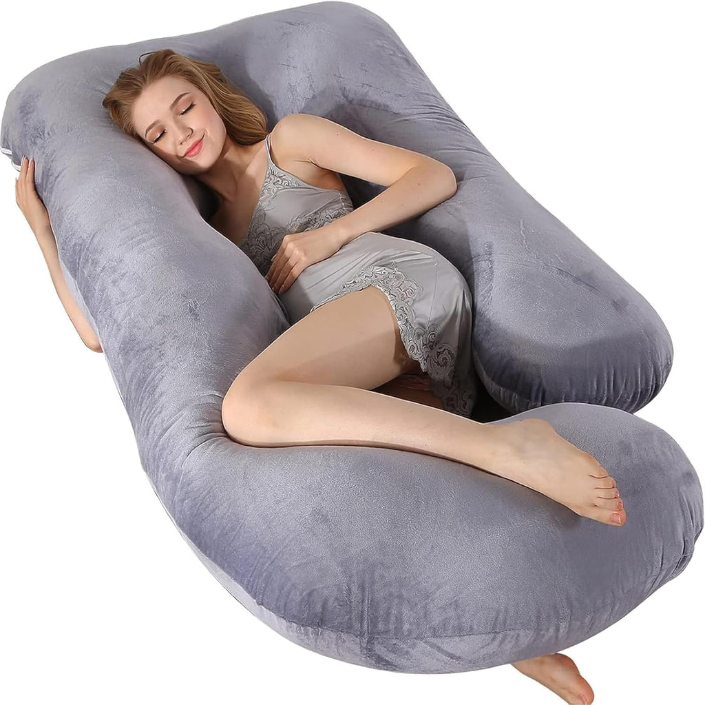U-Shaped Full Body Pregnancy Pillow for Sleeping – 57" Maternity Pillow with Removable Cover, Support for Back, Legs, Belly & Hips…