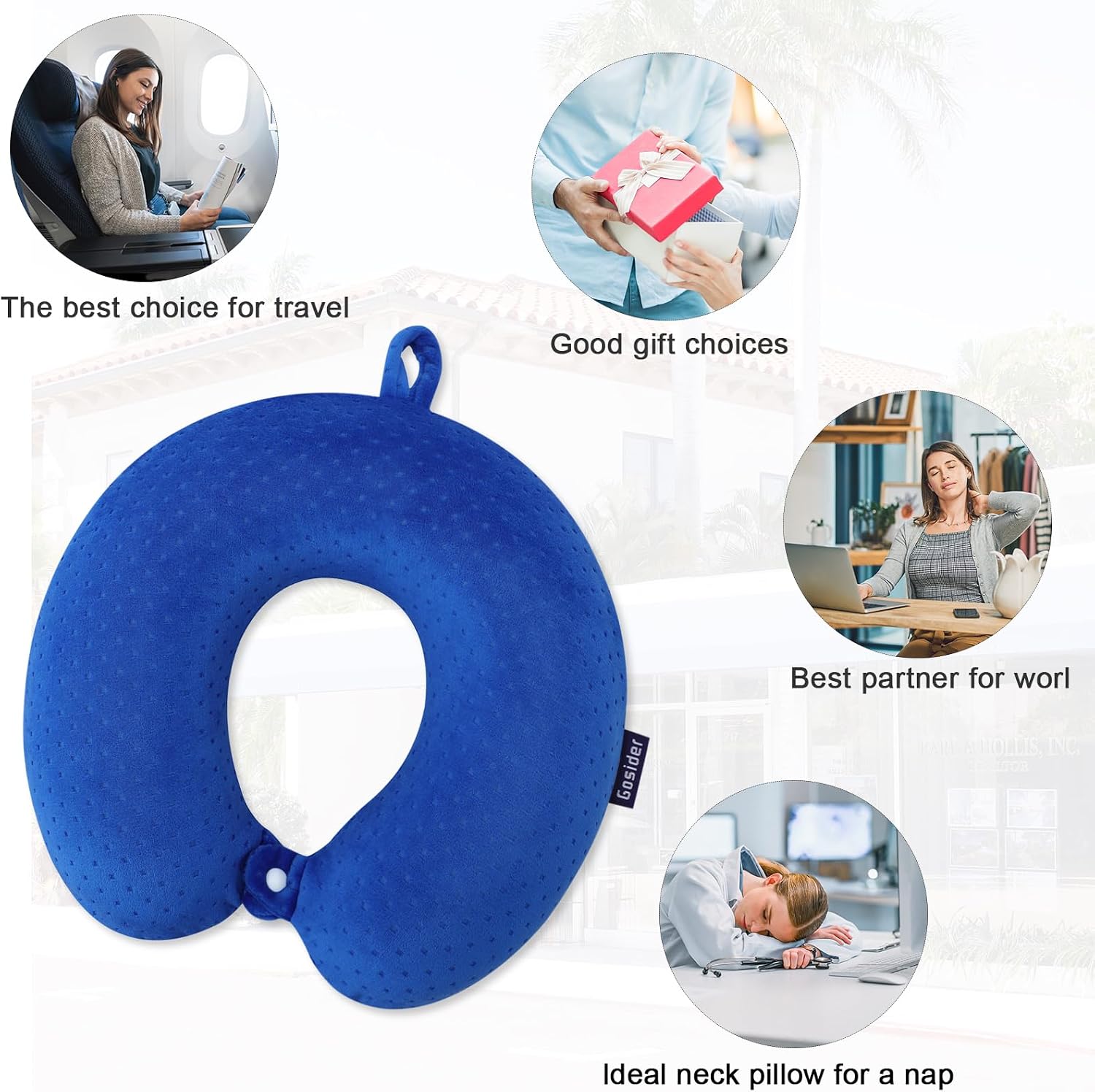 Gosider Neck Pillow for Travel Pillow Memory Foam U Shape Comfortable Travel Neck Pillow Head Neck Support Airplane Pillow for Traveling, C…