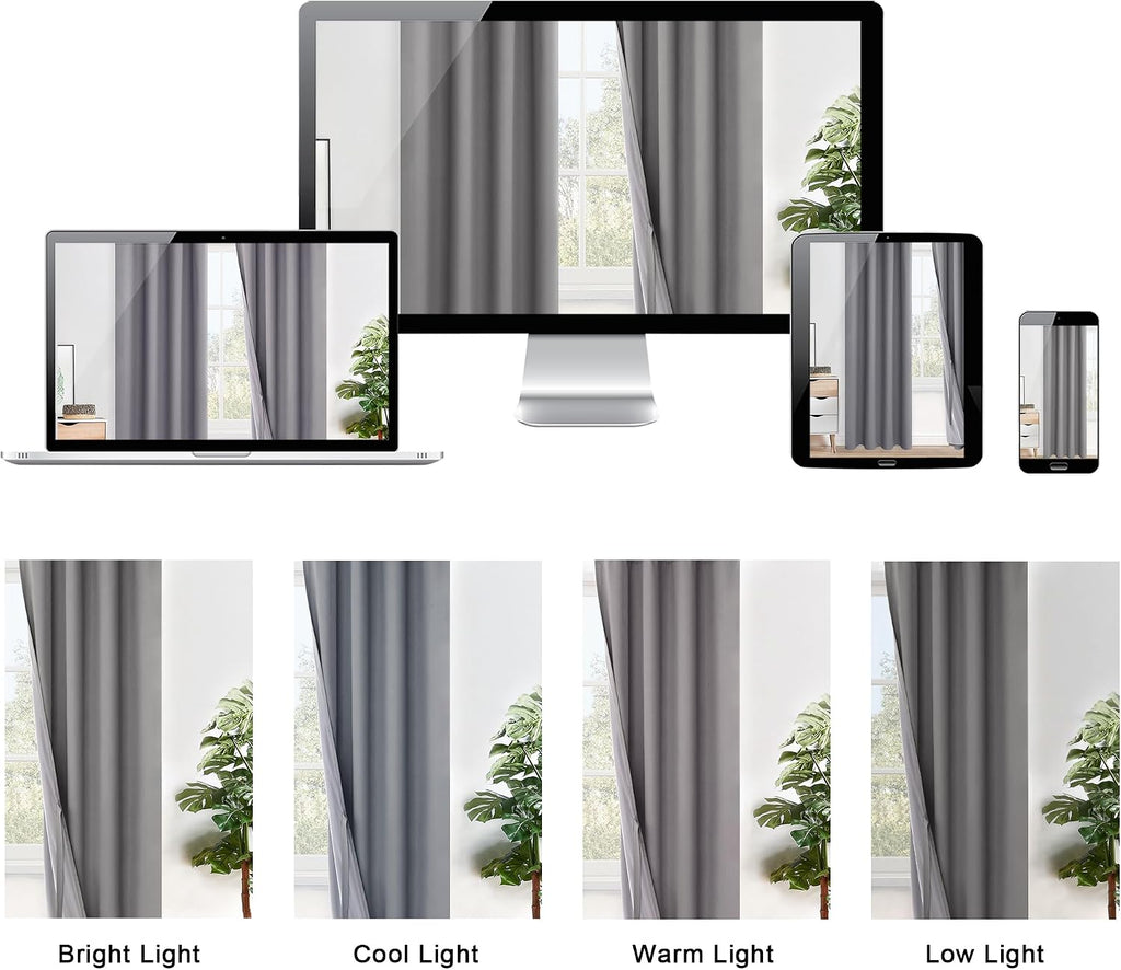 Xwzo Full Shading Blackout Curtains 72 Inches Length - Heat and Light Blocking Ring Top Window Drapes with Black Liner Backing for Bedroom…