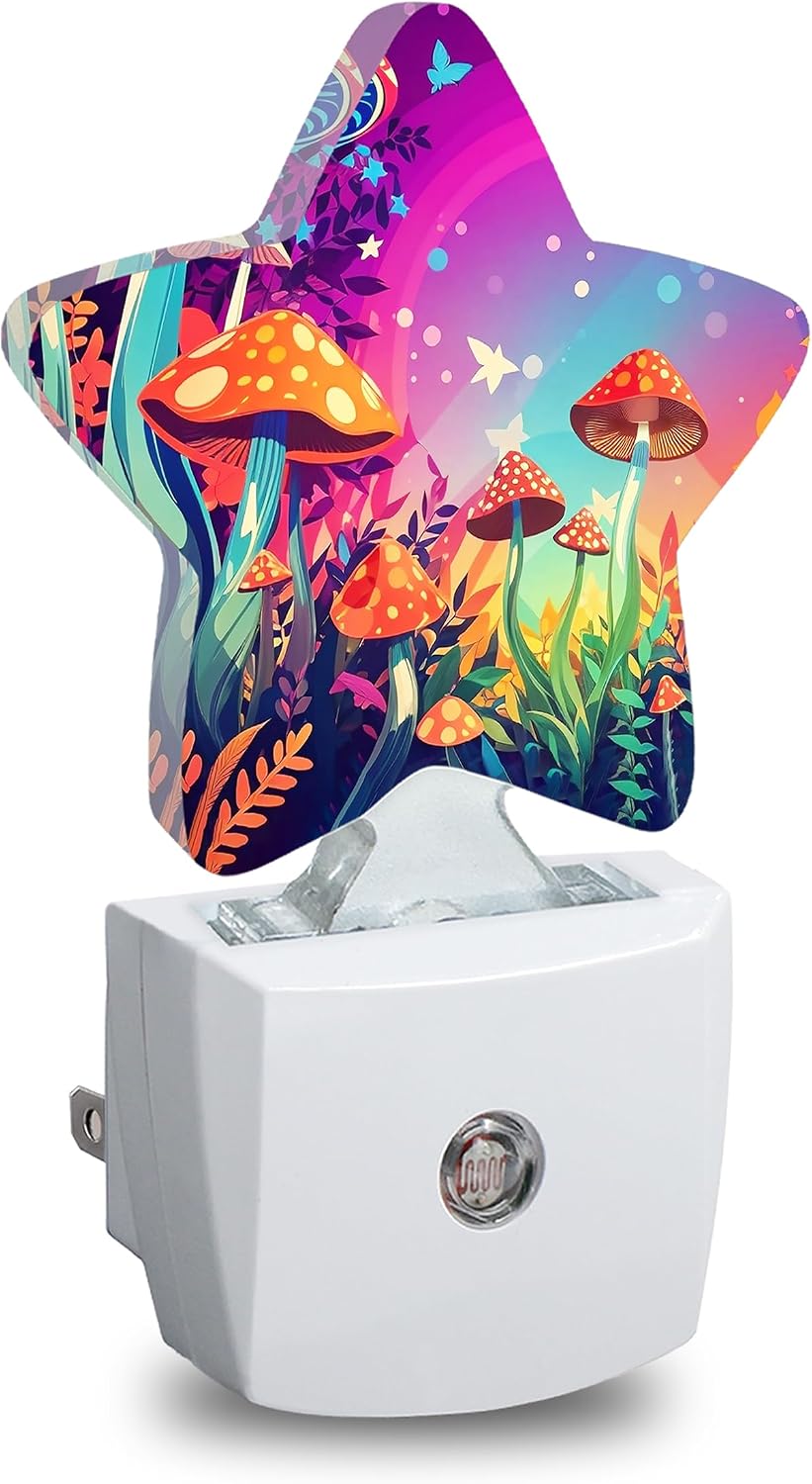 Magic Mushrooms Star Night Light Plug in, Decorative Night Light for Kids Room Nursery Bedroom, Soft Glow Sensor Lamp for Hallway…