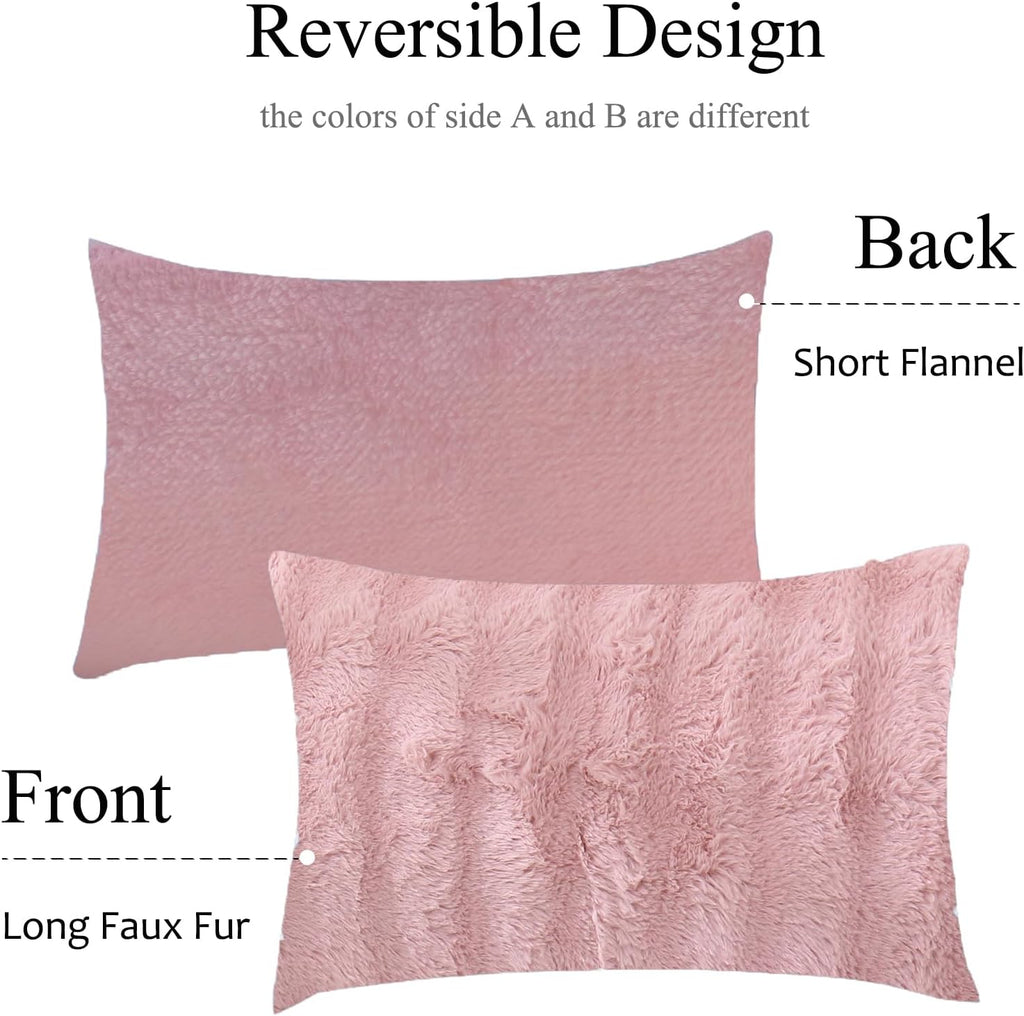 Chumerry Blush Pink Plush Body Pillow Case Fluffy Shaggy Faux Fur Pillow Cover Ultra Soft Warm Rabbit Fur Decorative Body Pillow Cover Long…