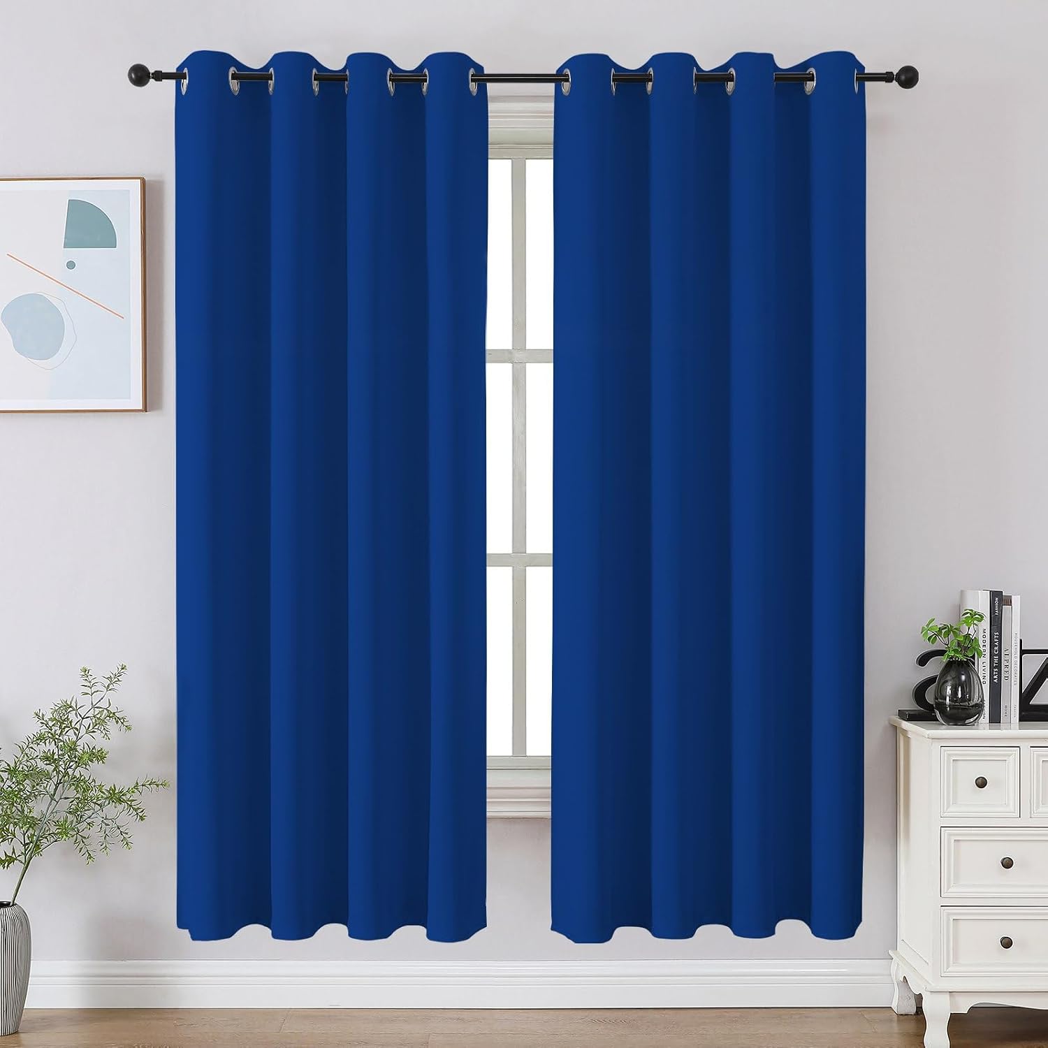 Cucraf Royal Blue Blackout Curtains 63 inch Length 2 Panels Set, Room Darkening Drapes for Living Room Bedroom, Thermal Insulated Light Blo…