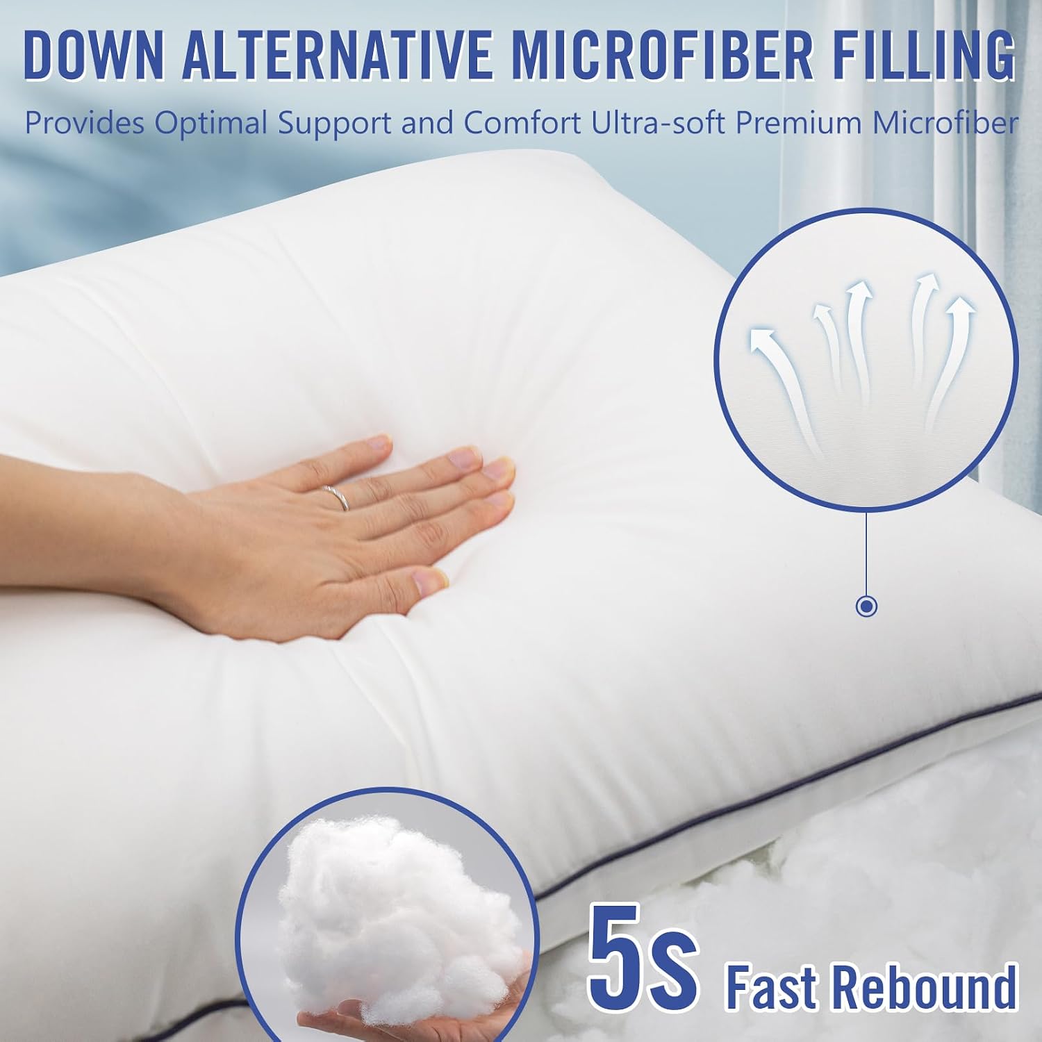 Vorouhals Hotel Collection Bed Pillows for Sleeping 2 Pack Standard Size Cooling Pillows Set of 2 for Back, Stomach or Side Sleepers…