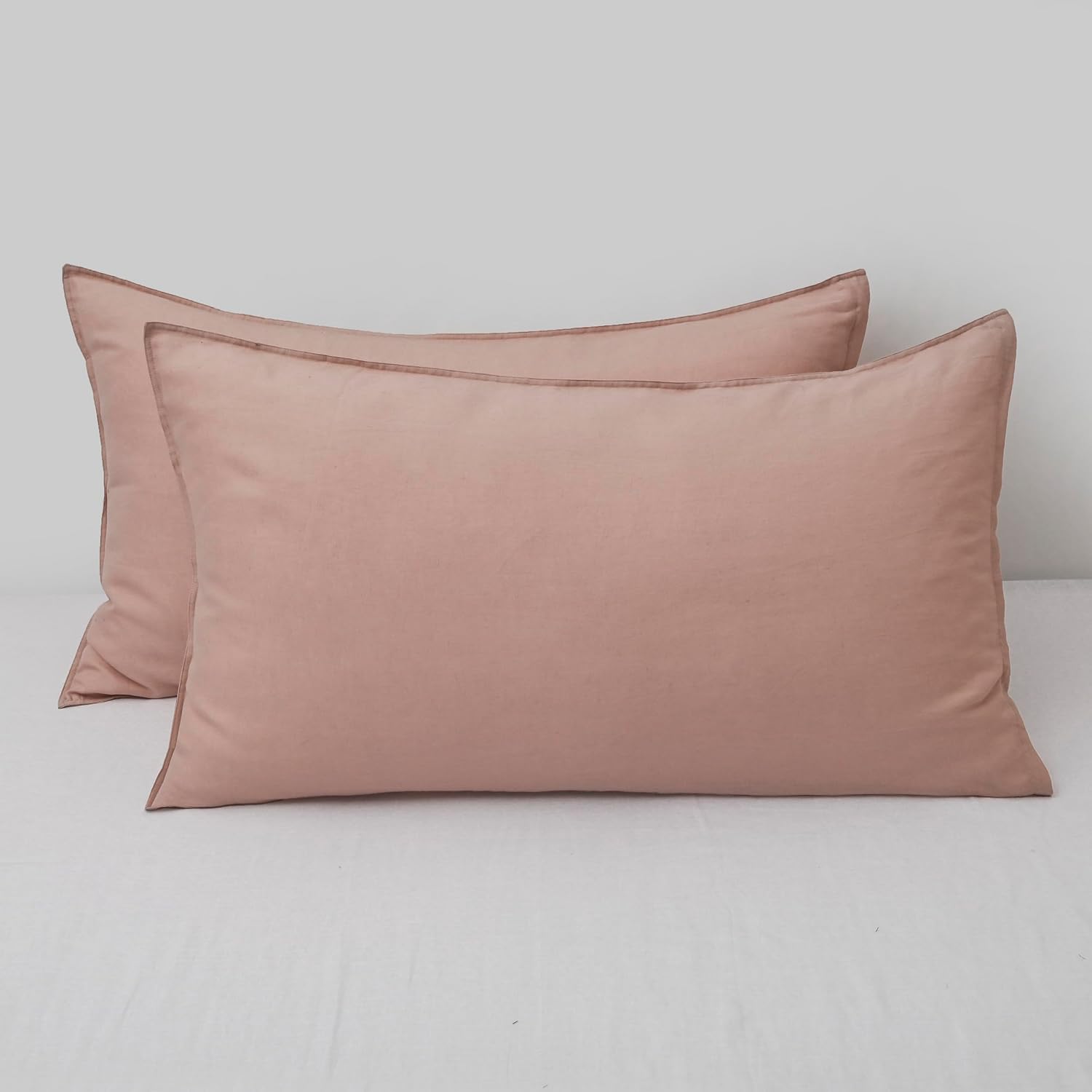 Chuffed Linen Pillowcases 2 Pack 100% Linen Standard Pillow Cases, Breathable and Cooling Washed Pillowshams with Zipper Closure, 20x36 Inc…