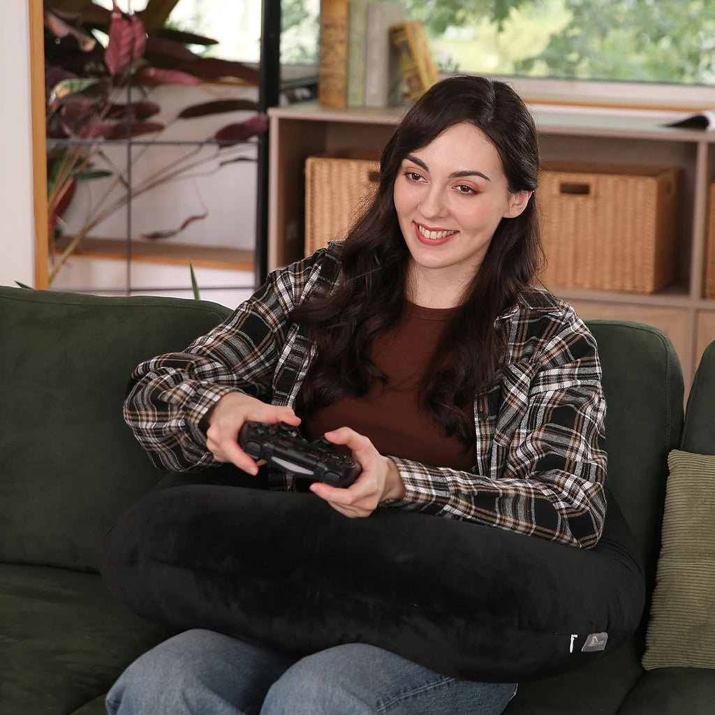 Ergonomic U-Shape Gaming & Lap Pillow - Crochet Pillow & Reading Support Pillow with Arm Relief, Comfort for Gamers, Crafters & Book…
