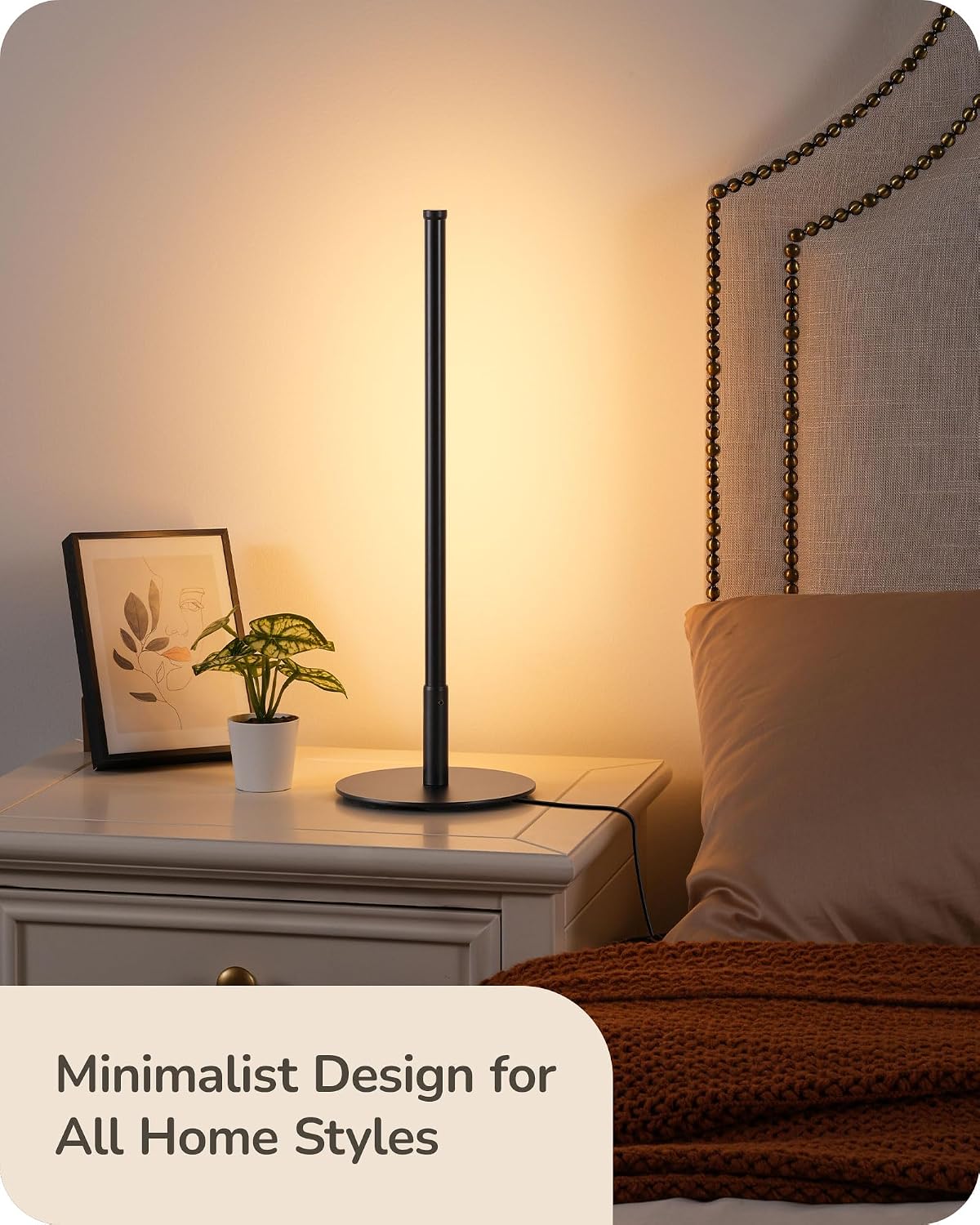 Edishine Upgraded LED Table Lamp, Stepless Dimmable Bedside Lamp with 3 Color Temperature, Modern Nightstand Lamp, Desk Lamp for Bedroom, L…
