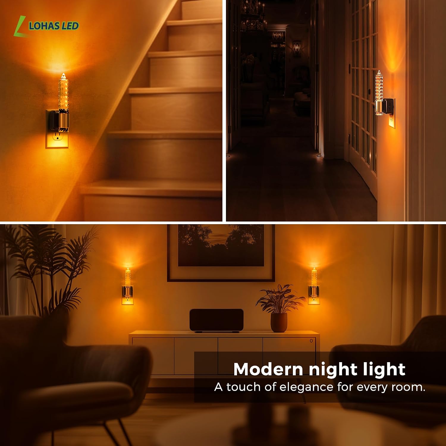 Llohasled L LOHAS LED Night Light, Flameless Candle Night Light Plug into Wall, 0-100 LM Dimmable Nightlight, Plug in Amber Night Light wit…
