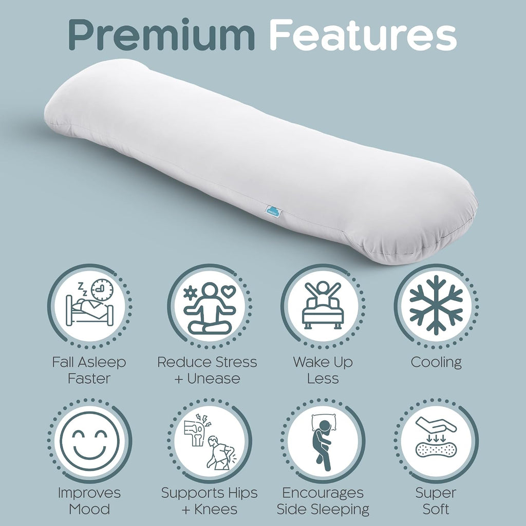 SleepCloud Weighted Body Pillow 8lbs - Weighted Pillow for Deeper Sleep (48” x 14”) - Cooling Body Pillows for Adults, Full Body Pillow…