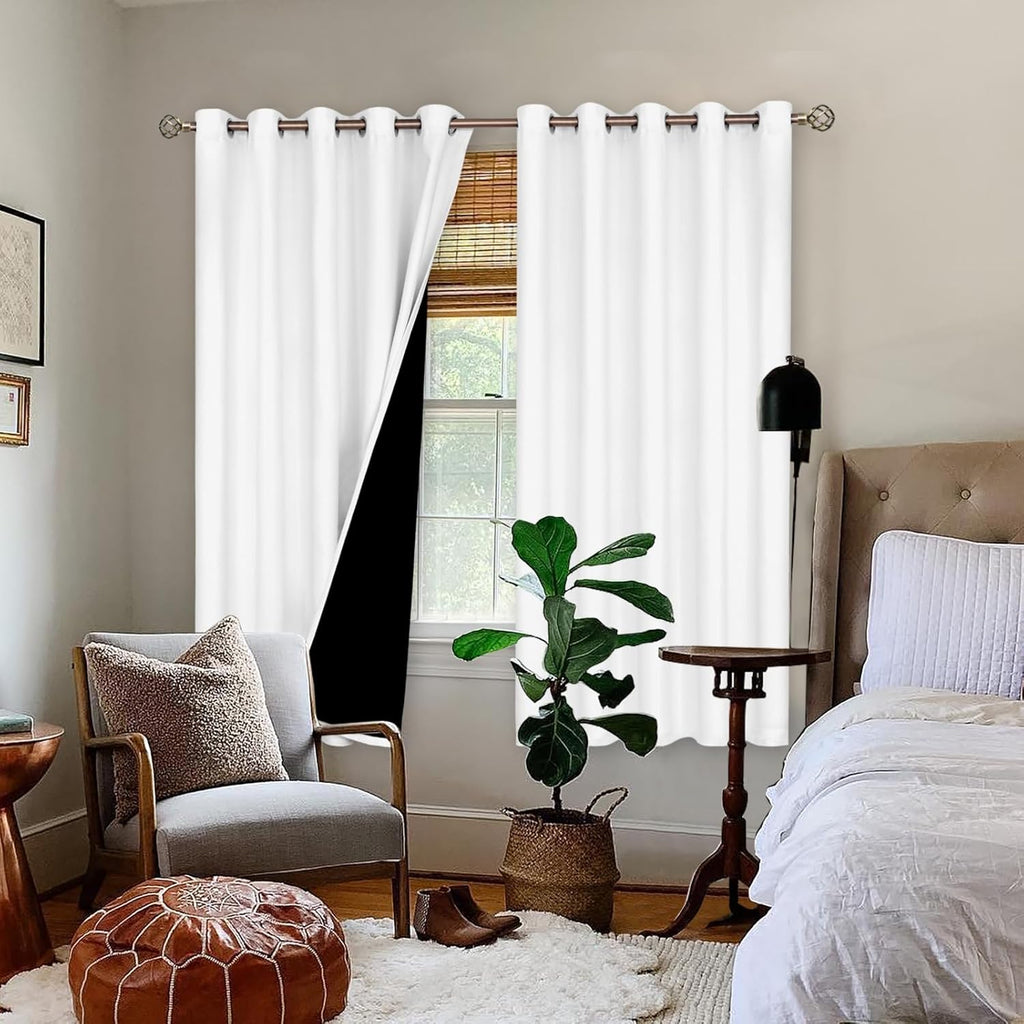 BGment Thermal Insulated 100% Blackout Curtains for Bedroom with Black Liner, Double Layer Full Room Darkening Noise Reducing Grommet Curta…