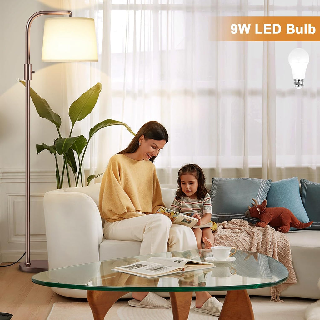 Ambimall Fully Dimmable Floor Lamp with 9W LED Bulb - Standing Lamp for Living Room with Adjustable Head, Modern Tall Light with Rotary…