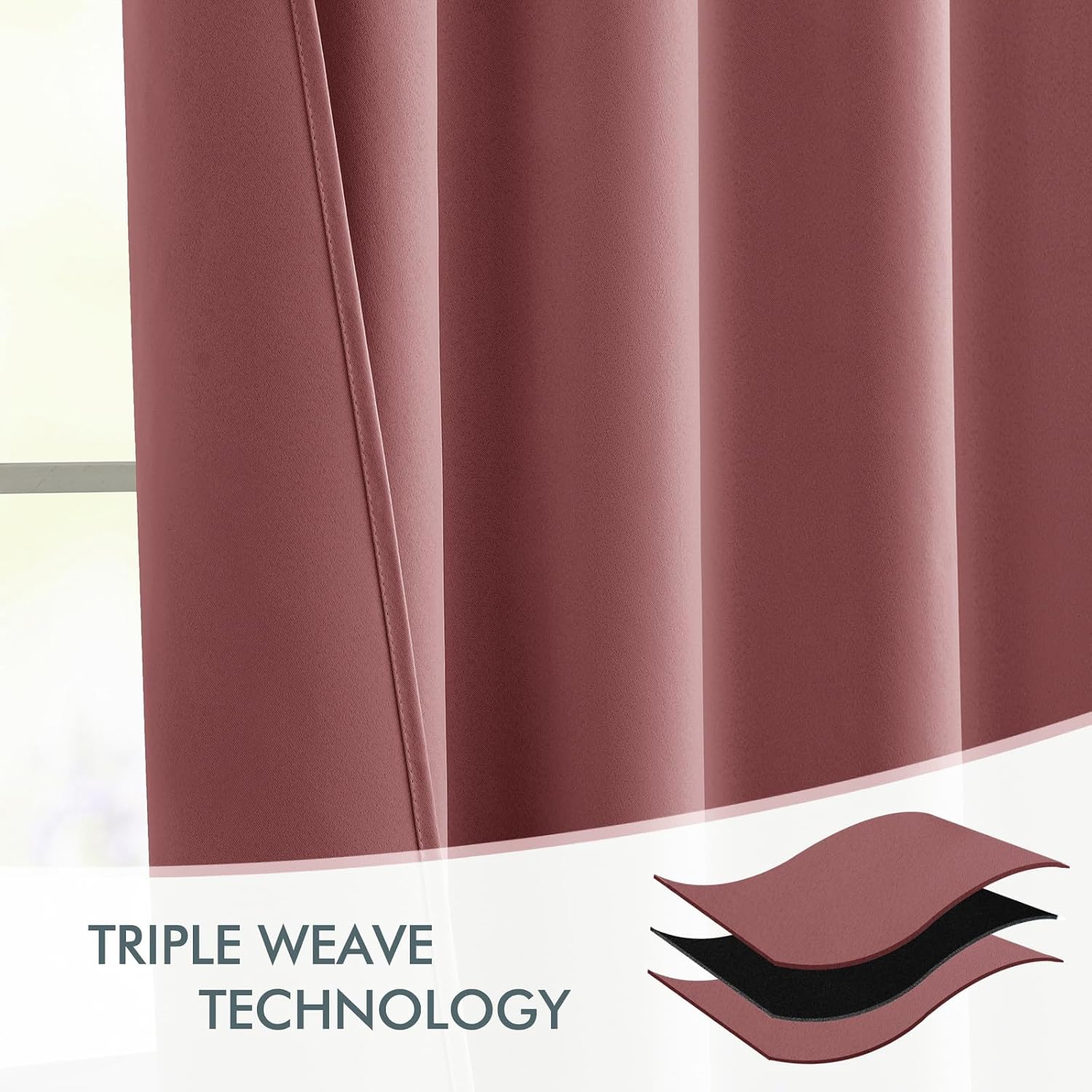 Miulee Dusty Rose Back Tab Blackout Curtains 120 Inch Long 2 Panels Set for Bedroom, Rod Pocket/Pinch Pleated Extra Long Thermal Insulated…
