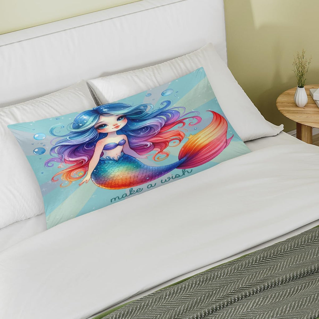 Satin Pillowcase for Hair and Skin Rainbow Mermaid Girls Soft Silk Pillow Case with Envelope Closure Cooling Pillow Cases Slip King Size…