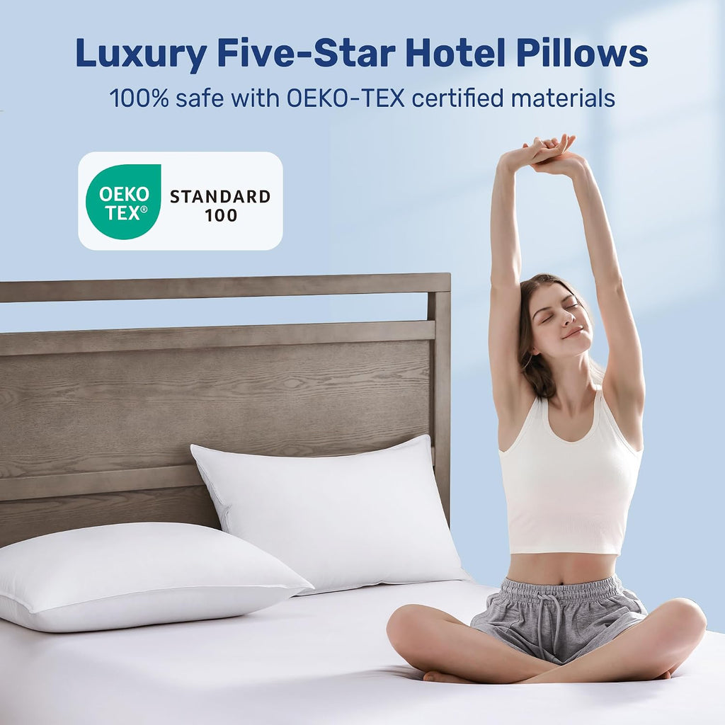 UNIKOME Ultra Soft Pillows Standard Size Set of 2 - Hotel Collection Luxury 100% Cotton Cover Down Alternative Bed Pillow, Fluffy Pillows…