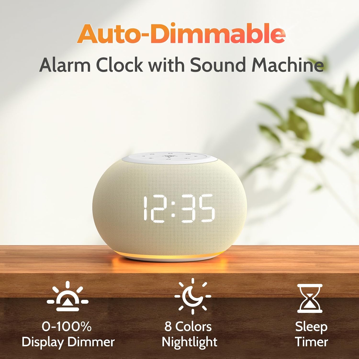 Reacher Auto-Dimmable Alarm Clock White Noise Machine with Night Light, 20 Soothing Sounds, Sleep Timer, Fabric LED Display, Precise…