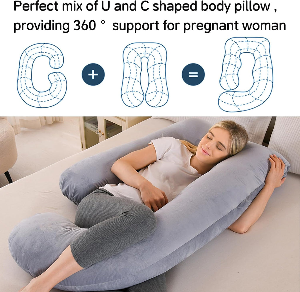 U-Shaped Pregnancy Pillow for Sleeping, Full Body Support for Back, HIPS & Belly -65 Inch Maternity Pillow with Machine Washable Cover |…