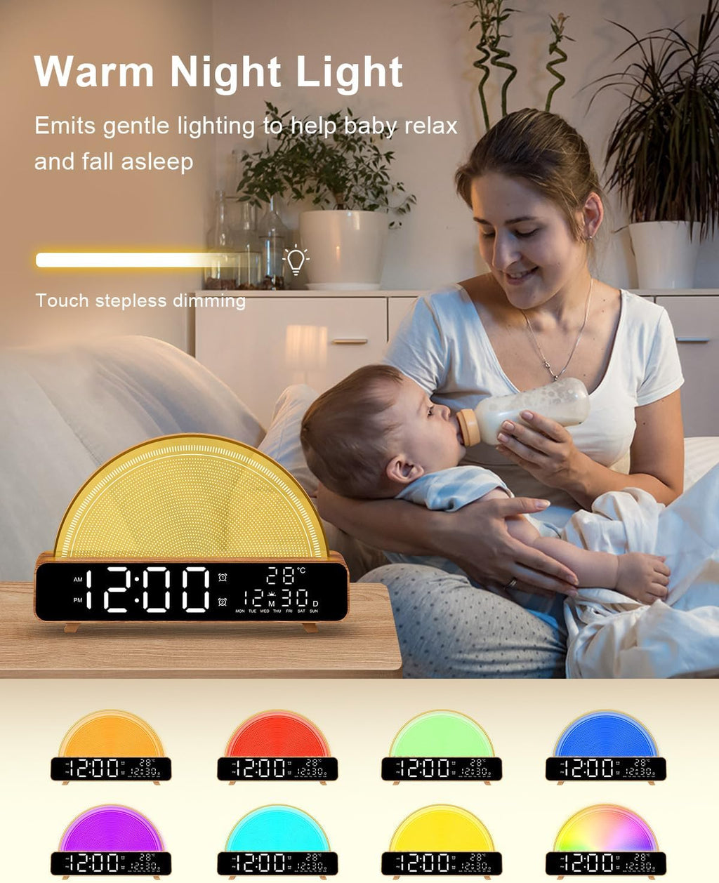 HAODINGMAI Sunrise Alarm Clock Wake Up Light with Sunrise Simulation White Noise Machine Touch Control Bedside Lamps Colors Atmosphere…