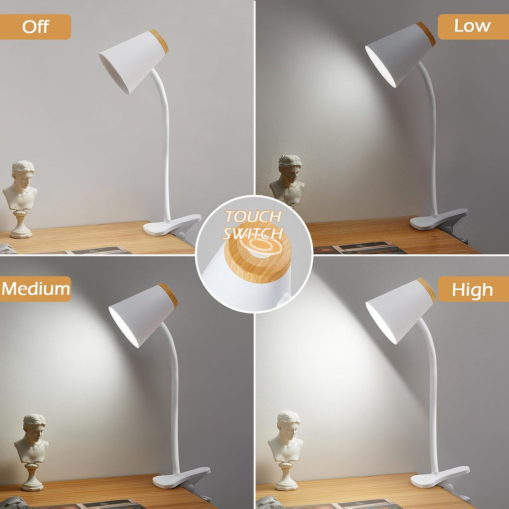 WelcometoEJIAXIN EJIAXIN Clip on Desk Lamp for Home Office - Small LED Touch Dimmable Reading Light for College Dorm Room - Adjustable Flex…
