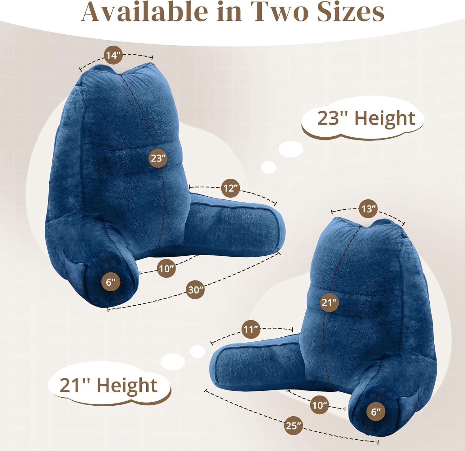 Sasttie Reading Pillow, Pillows for Reading or Relaxing – Ergonomic Support for Head, Neck, Back, and Lumbar, 23-Inch, Navy Blue Blue