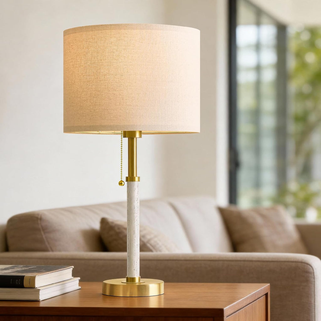 G-SAFAVA 22" Table Lamps Mid Century Modern Lamps for Bedroom Living Room Bedside Lamps for Night Stands Wood Nightstand Lamp Gold Small…