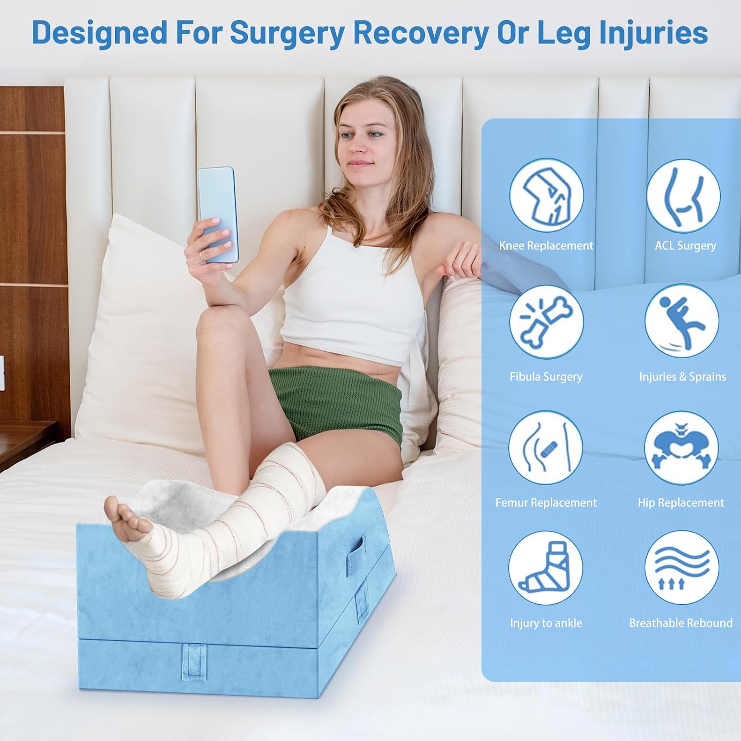 TranquilRelax Leg Elevation Pillows, Wedge Pillow for After Surgery, Memory Foam Leg Support Adjustable, Comfort comfort for Back…
