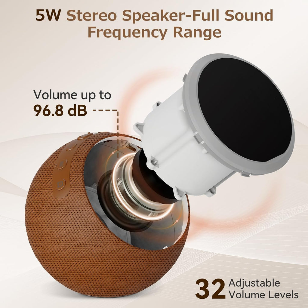 Alarm Clocks with Soft Sounds Machine: 30 Soothing Sounds, 10 Soft Wake-Up Sounds, 32 Adjustable Volume & Timer, Memory Function (Brown)