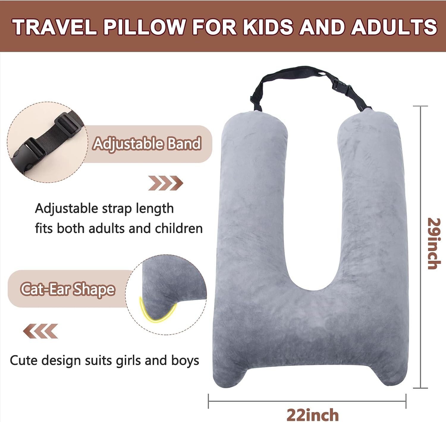 1 MIDDLE ONE Car Pillow for Kids, Memory Foam Travel Pillow for Car and Adults, Kid Travel Pillow for Sleeping on Road Trip, Small Body…