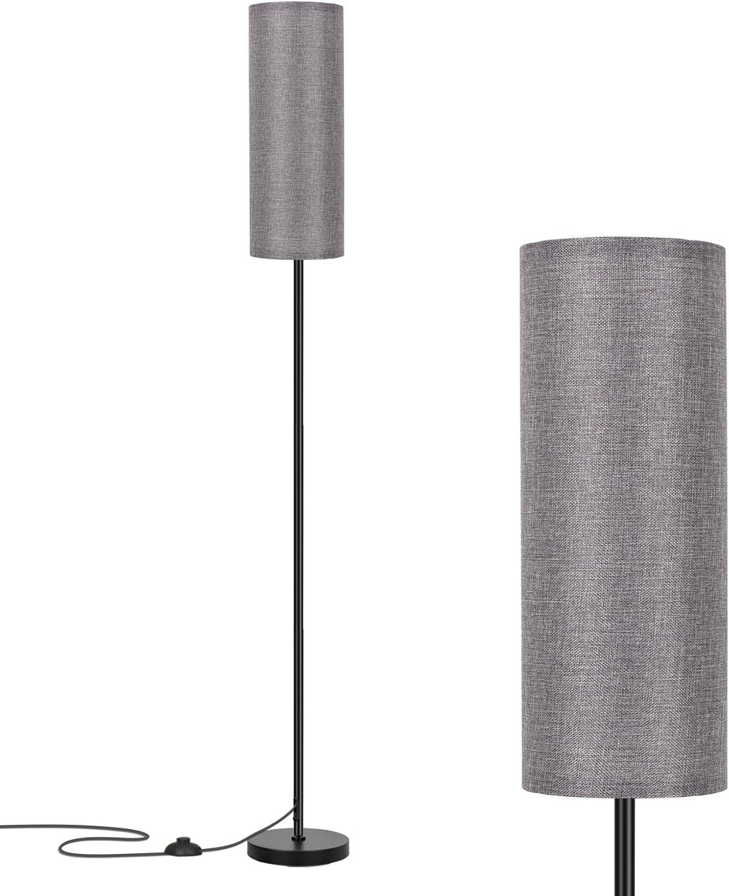 Fridekohome FRIDEKO HOME Grey Shade Floor Lamp, Simple Design with Foot Pedal Switch, Small Tall Lamps for Living Room Bedroom Office, Corn…