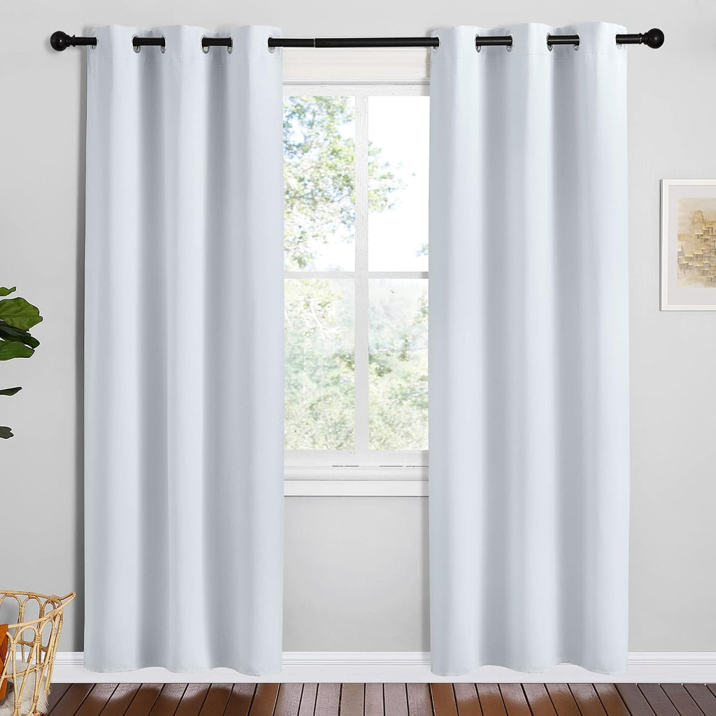 NICETOWN Room Darkening Draperies Curtains Panels, Greyish White, 2 Panels, 42 by 78, Window Treatment Thermal Insulated Grommet Room…