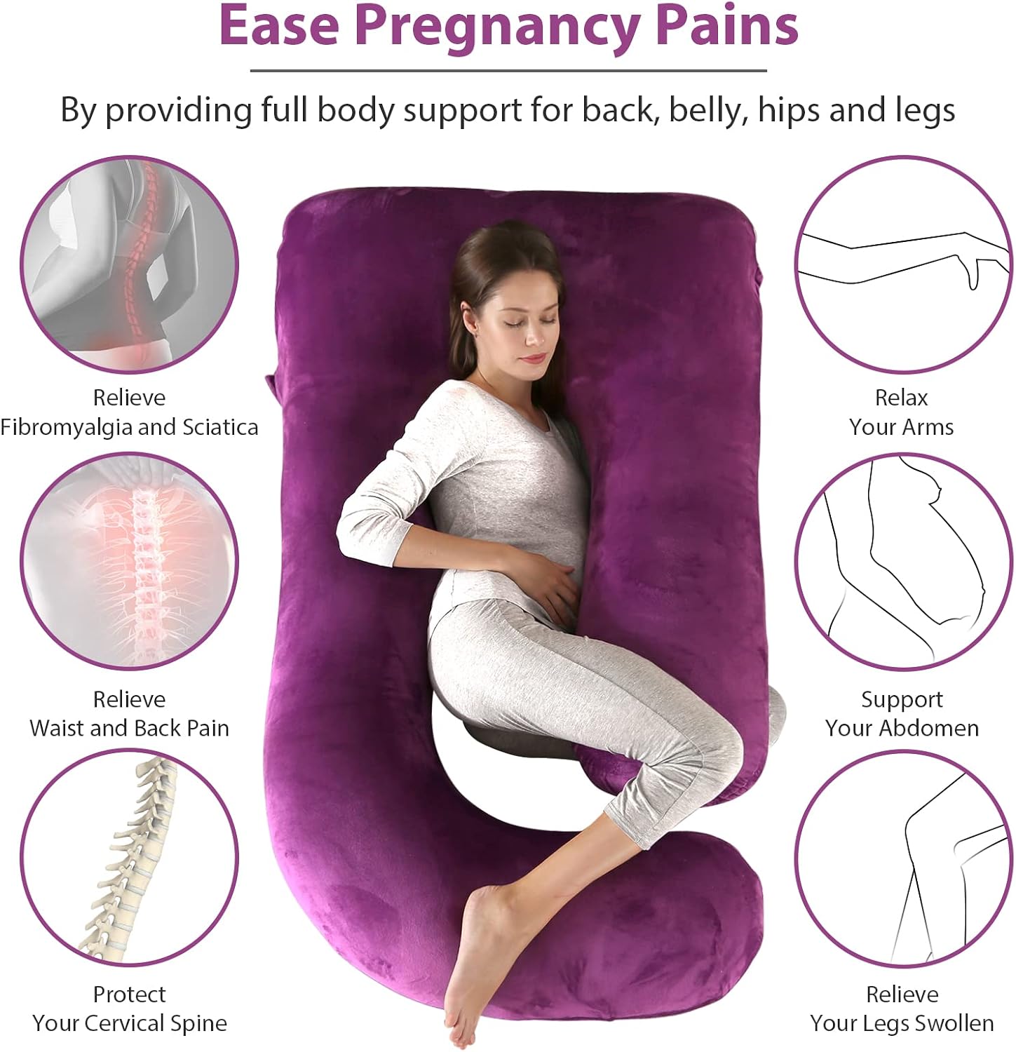 BATTOP Pregnancy Pillows for Sleeping, Full Body Pillow for Pregnancy Women with Removable Cover, Support for Back, HIPS, Legs, Belly, Must…