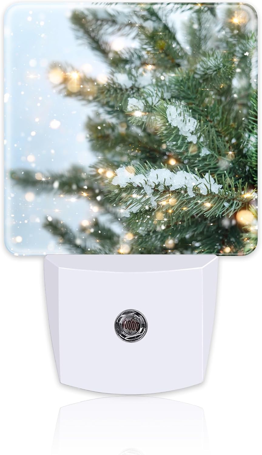 Winter Snow Pine Tree Night Light, Glitter Christmas Tree Dusk to Dawn Night Light Plug in, 0.5w Energy Saving Sleep Friendly NightLight…
