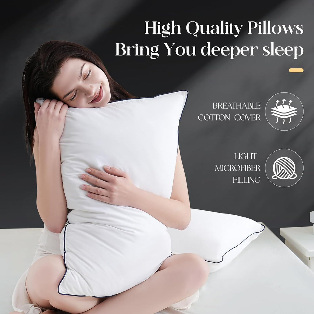 Luxurious Goose Down Bed Pillows King Size Set of 2, Hotel Collection Pillows Designed for Deep Sleep, Soft and Supportive Filling for…