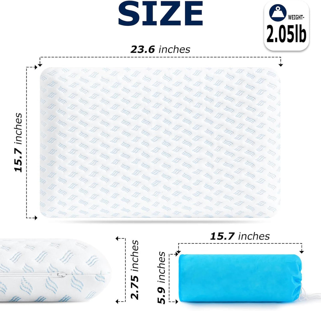 slybearsleepbetter Ultra Thin Pillow 2.75" cooling Memory Foam Pillows for Stomach Sleeping, Gel Infused Pillows for Side Back Stomach…