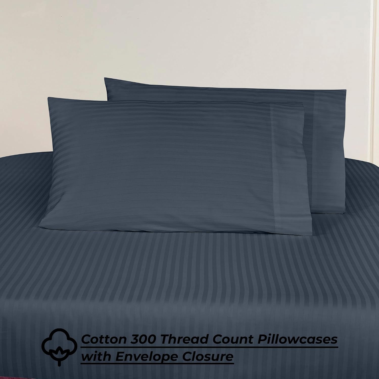 Royalelinens ROYALE LINENS 300 Thread Count 100% Long Staple Combed Cotton Printed Sheet Set - 4 Piece Full Bed Sheets - 1 Fitted, 1 Flat,…