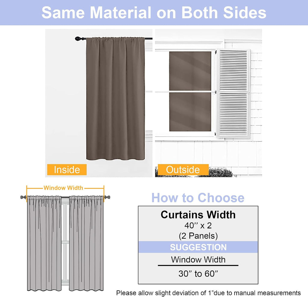 Simplebrand Ava Brown Blackout Curtains for Bedroom 63 Inch Length 2 Panels Set, Solid Thermal Insulated Energy Saving Rod Pocket Window Tr…
