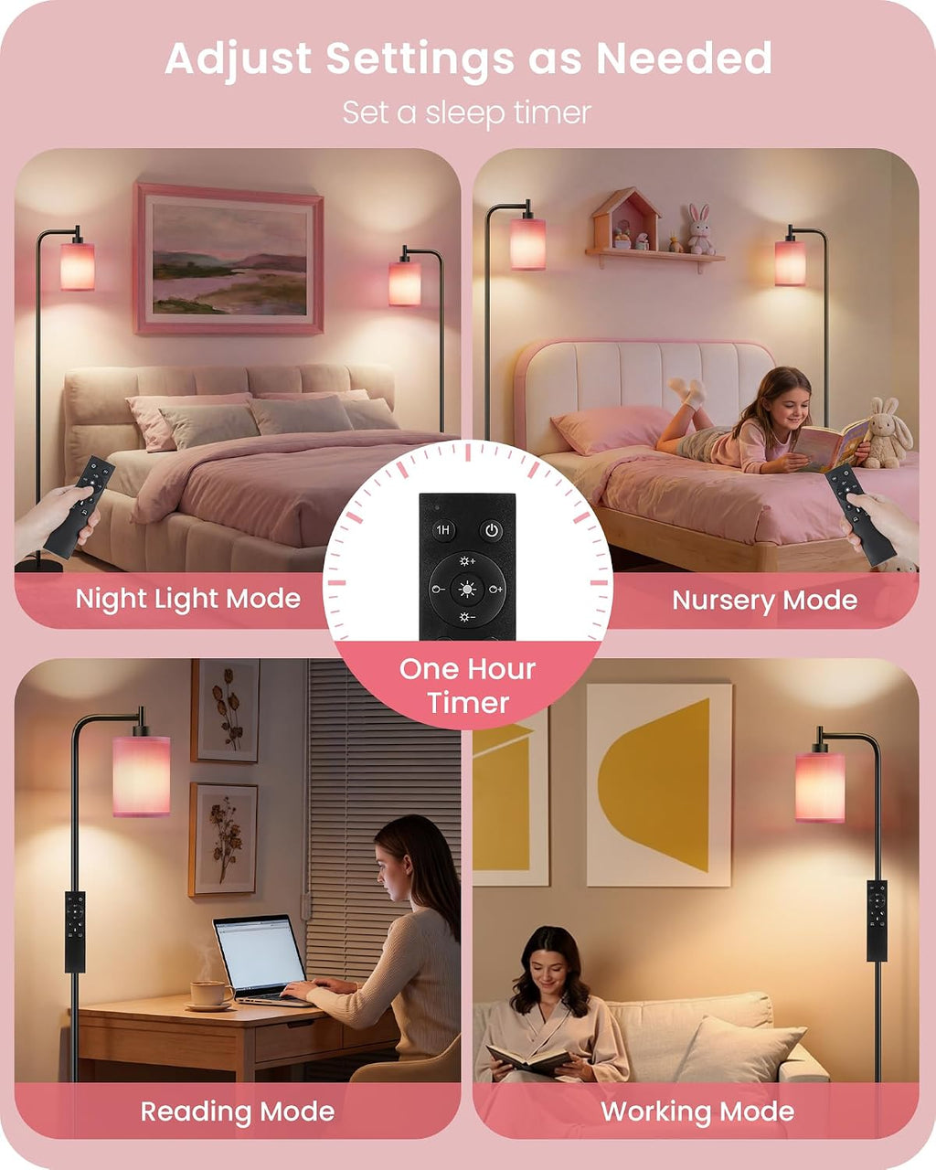 2Pack Dimmable Floor Lamp for Living Room with Remote and Foot Switch, Modern Standing, Corner Lamp,10W Bulb 3 Color Temperatures, for…
