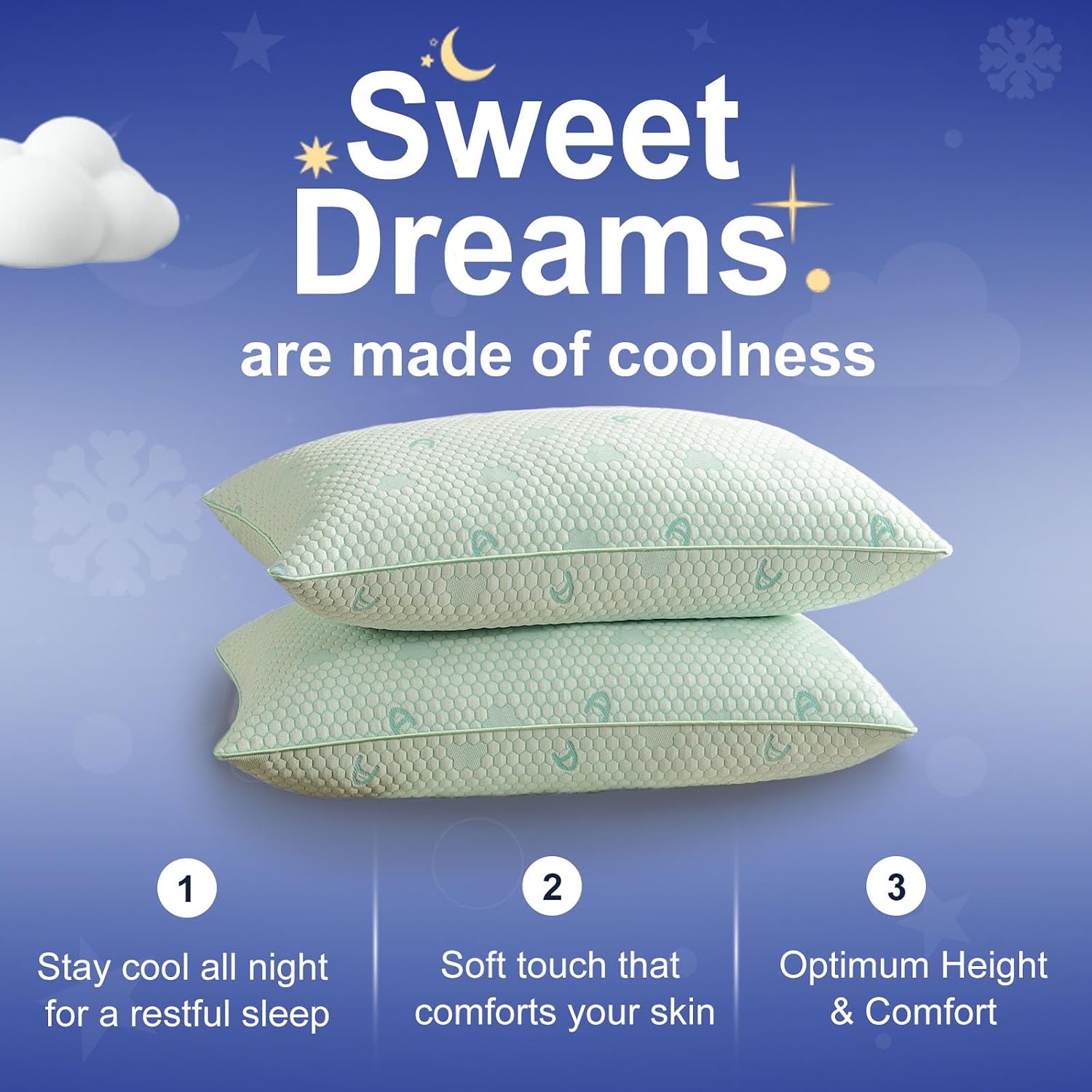 Accuratex Cooling Memory Foam Pillows for Sleeping King Size Set of 2, Adjustable Fluffy Pillows with Removable Cover, Cool Bed Pillow for…