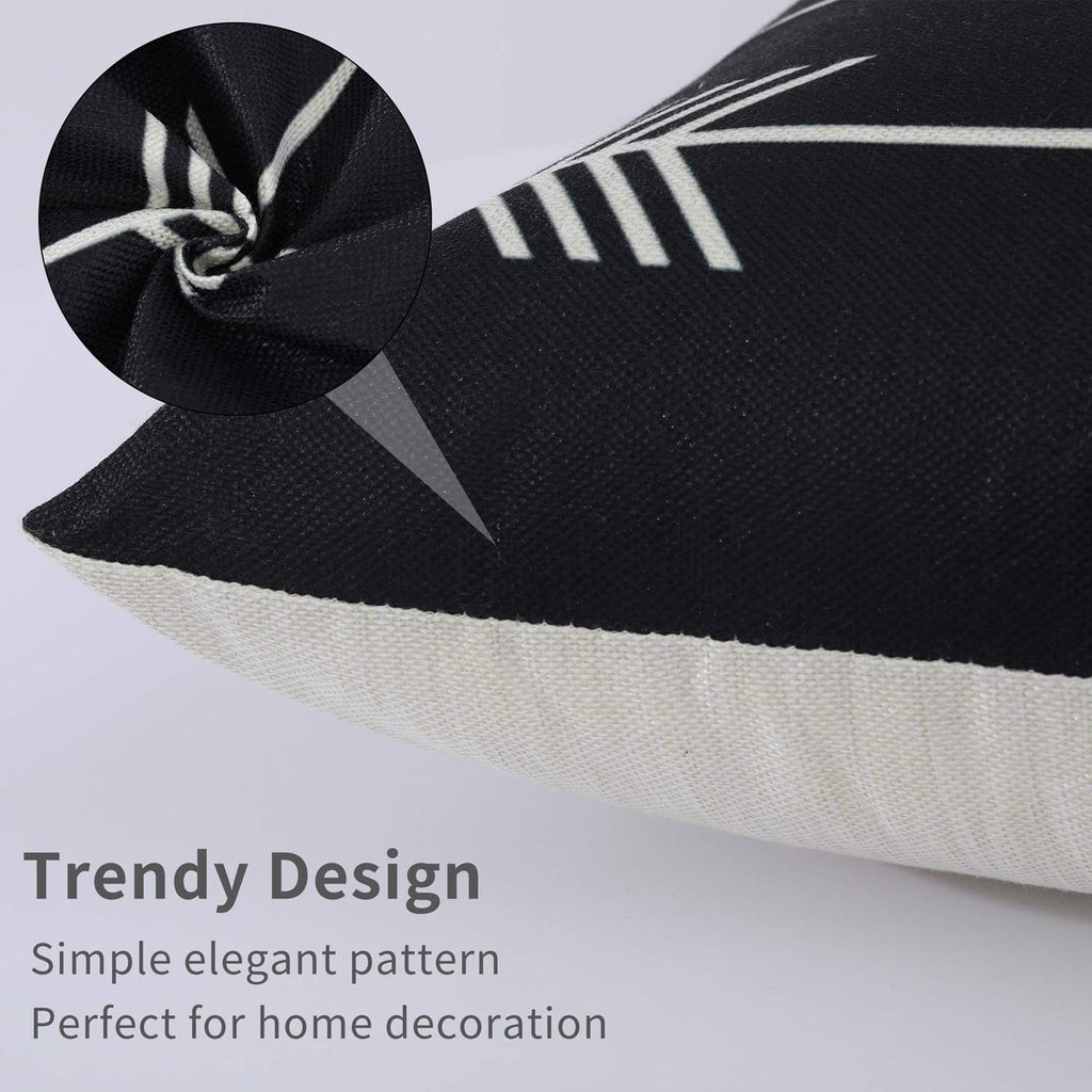 Tosewever Set of 4 Decorative Geometric 12 x 20 Inches Throw Pillow Covers - Modern Pattern Linen Rectangle Pillow Cushion Case for Sofa Co…
