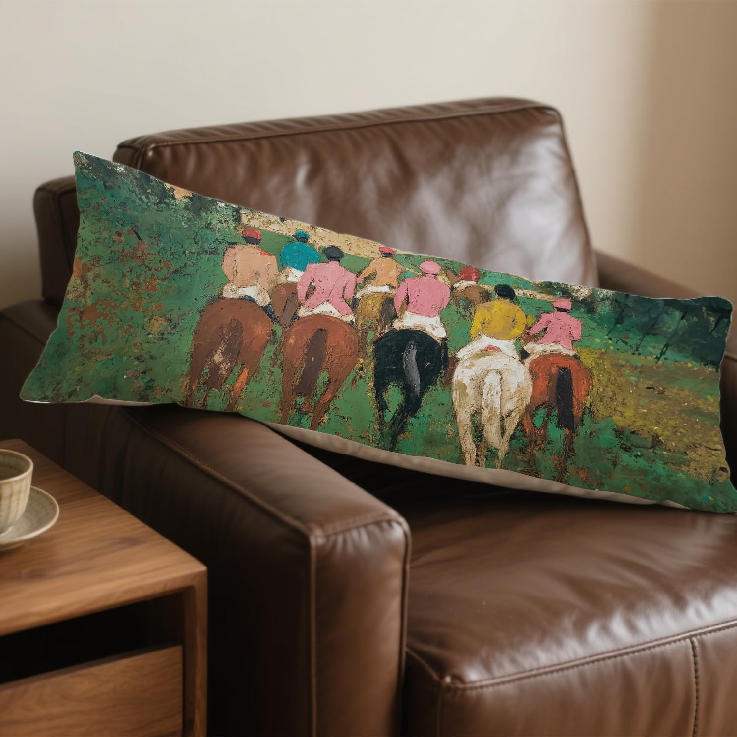 Horse Racing Equestrian 20x54 Body Pillow Cover, Abstract Modern Horse Rider Decorative Long Body Pillow Cases for Bed Couch