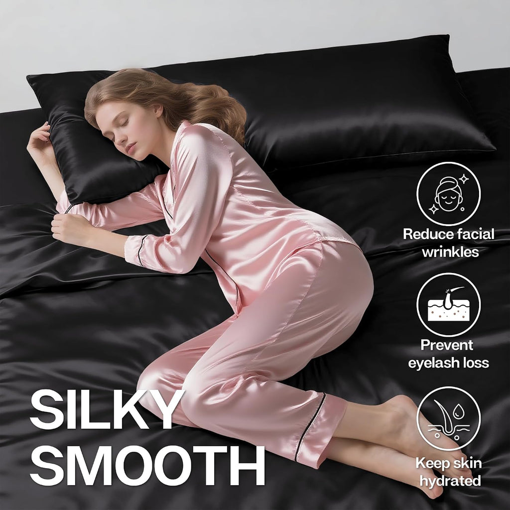 MR&HM Satin Body Pillow Cover, Soft and Breathable Body Pillow Case with Envelope Closure, Cooling and Silky Long Pillowcase for Hair and…