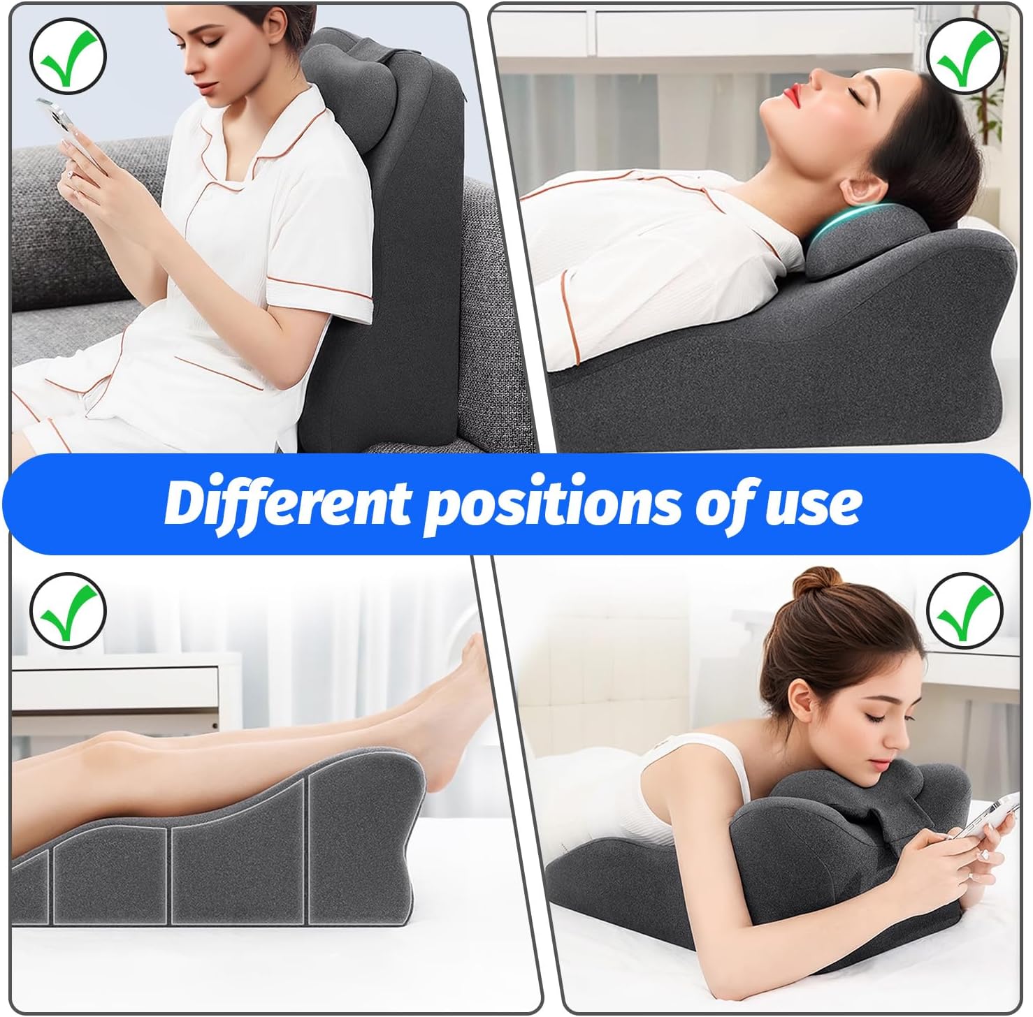 xiaomubiao Reading Pillow, Lumbar Support Pillow for Couch, Sofa Bed Support, Bed Pillow for Sitting up, Ergonomic Memory Foam Pillow for…